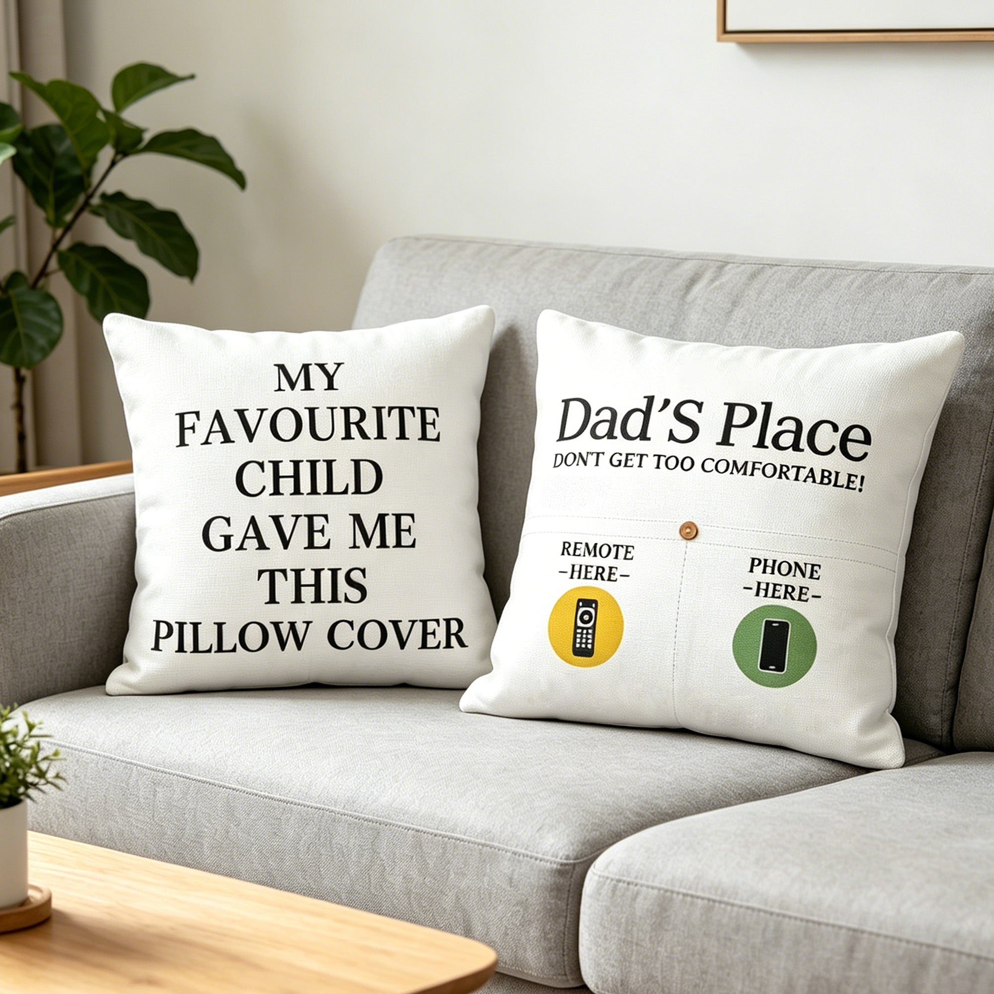 Funda de almohada personalizada Don't Get Too Comfortable Soft Throw Pillow Cover con texto y bolsillos de almacenamiento Decoración del hogar Regalo del Día del Padre para papá