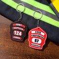 Insignia de bombero personalizada en 3D Llavero multicolor con nombre y cargo del departamento Mochila Accesorios Regalo de cumpleaños para bombero