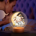 Personalizada Luna Estrella Dibujos animados Dormir Animales acrílico LED Luz de Noche con Base de Madera y Nombre Guardería Decoración Baby Shower Cumpleaños Regalo para Niños
