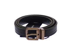 Men's Blue Leather Logo Belt
