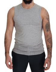 Grey Sleeveless Men Pullover T-Shirt Gray Cotton