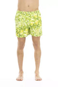 Green Polyester Men Swim Short Bicolor