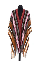 Multicolor Wool Women Poncho Clothing