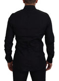 Men's Black Gold Crown Slim Fit Dress Formal Shirt Cotton