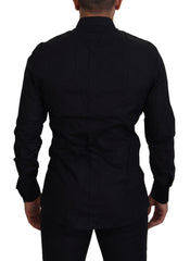 Men's Black Gold Crown Slim Fit Dress Formal Shirt Cotton
