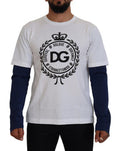 Men's Logo-Embroidered Crew Neck Sweatshirt White Cotton Sweatshirts
