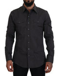 Men's Gray Sicilia Slim Fit Stretch Dress Shirt Cotton