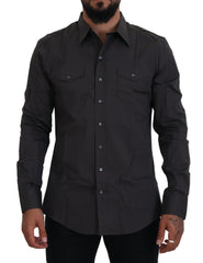 Men's Gray Sicilia Slim Fit Stretch Dress Shirt Cotton