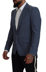 Men's Blue Wool Stretch Slim Fit Jacket Blazer Clothing