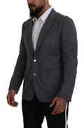 Men's Gray Wool Stretch Slim Fit Jacket Blazer Clothing