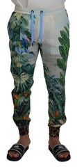 Men's Tropical Floral Silk Jogger White