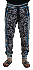Men's Leopard-Print Joggers Gray Polyester
