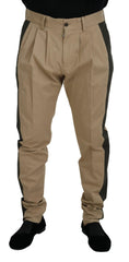 Brown Black Cotton Chino Men Pants And Elastane