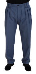 Blue Linen Chino Men Formal Pants Cotton