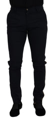 Men's Black Wool Slim Formal Pants Elastane