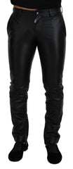 Men's Shiny Lambskin Leather Trousers Black
