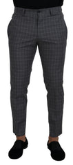 Men's Cotton Checkered Chino Gray