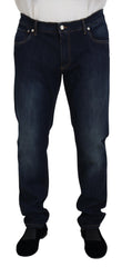 Men's Blue Cotton Straight Fit Casual Denim Jeans Elastane Clothing