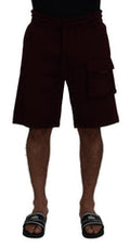 Maroon Bermuda Cargo Men Shorts Cotton Polyester