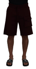 Maroon Bermuda Cargo Men Shorts Cotton Polyester