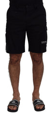 Men's Black Bermuda Cargo Casual Shorts Cotton Polyester Elastane