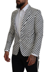 Men's Striped Cotton Blazer White Blazers