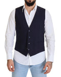 Men's Dark Blue Wool Stretch Waistcoat Formal Vest Virgin Elastane Clothing