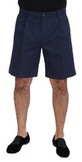 Men's Blue Chinos Cotton Stretch Casual Shorts Silk Elastane