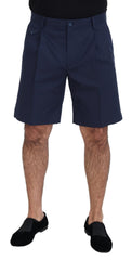 Men's Blue Chinos Cotton Stretch Casual Shorts Silk Elastane