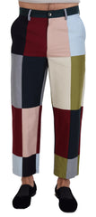 Men's Multicolor Cotton Patchwork Pants Elastane