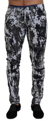 Men's Multicolor Cotton Tie Dye Skinny Denim Jeans Elastane Clothing