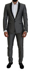 Men's Black White Silk Martini Slim Fit Suit