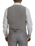 Men's Silver Wool Silk 3 Piece Slim Fit Suit