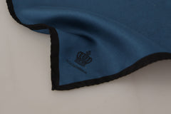 Men's Black Blue Dg Crown Printed Square Handkerchief Scarf Silk