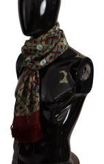 Men's Multicolor Dg Logo Shawl Warm Neck Wrap Fringe Scarf Silk
