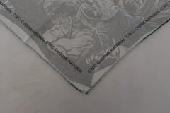 Women's Gray Print Shawl Foulard Branded Scarf Cotton