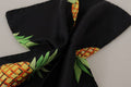 Men's Black Pineapple Printed Square Handkerchief Scarf Silk