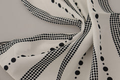 Women's White Dotted Stripes Square Handkerchief Viscose Scarf