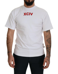 Men's White Logo Print Cotton Short Sleeves T-Shirt