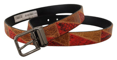 Men's Multicolor Exotic Vintage Chrome Buckle Belt Python Snakeskin