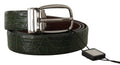Men's Green Exotic Leather Silver Buckle Belt