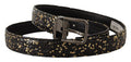 Men's Gold Black Two-Toned Leather Chrome Buckle Belt