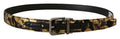 Men's Multicolor Jacquard Leather Logo Metal Buckle Belt