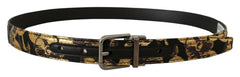 Men's Multicolor Jacquard Leather Logo Metal Buckle Belt