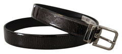 Men's Black Leather Vernice Metal Buckle Belt