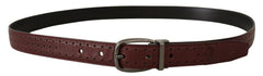 Men's Brown Perforated Leather Metal Buckle Belt