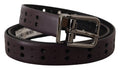 Men's Burgundy Leather Perforated Metal Buckle Belt