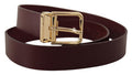Men's Maroon Vitello Leather Gold Metal Buckle Belt