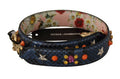 Women's Blue Exotic Leather Crystals Reversible Shoulder Strap Python Bag