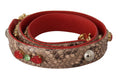 Women's Brown Python Leather Crystals Shoulder Strap Bag